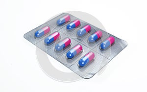 A pack of medical pills on white background. 3d