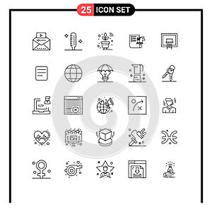 Stock Vector Icon Pack of 25 Line Signs and Symbols for basket, strategy, thermometer, business, wifi photo