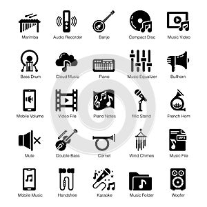 Pack Of Multimedia glyph Icons