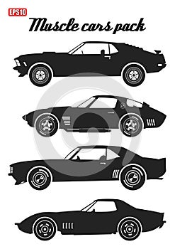 Pack of muscle car icons 1 photo