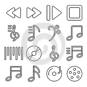 Envoltura de música dispositivos lineal iconos 