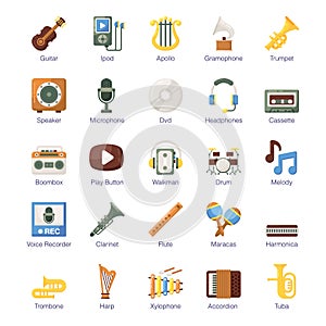 Pack Of Music Flat Icons