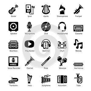 Pack Of Music glyph Icons
