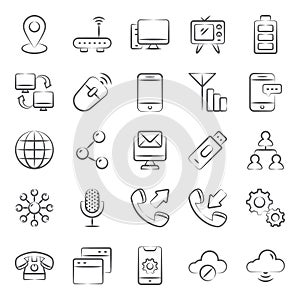 Pack Of Networking Doodle Icons