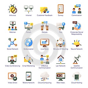 Pack Of Networking Flat Icons