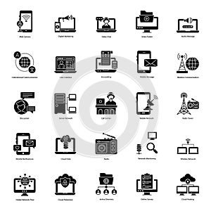 Pack Of Networking glyph Icons