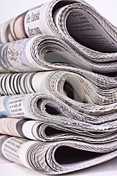 Pack of newspapers taken on white background