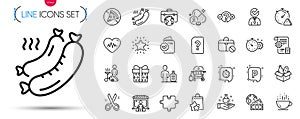 Pack of Parking, Coffee cup and Cogwheel timer line icons. Pictogram icon. Vector