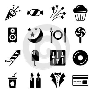 Pack of Party Accessories Solid Icons photo