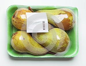 Pack of pears on white background
