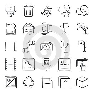 Pack of Photography Tools Line Icons