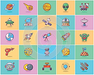 Pack Of Planet Flat Icons