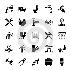 Pack of Plumbing Glyph Vector Icons