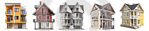 Pack of Quadruplex house set on transparent background
