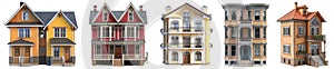 Pack of Quadruplex house set on transparent background