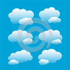 pack of realistic cute clouds element for climate space