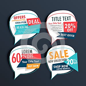 Pack of sale stickers in speech bubble style