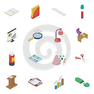 Pack of Science Isometric Icons