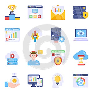 Pack of Search Engine Optimization Flat Icons