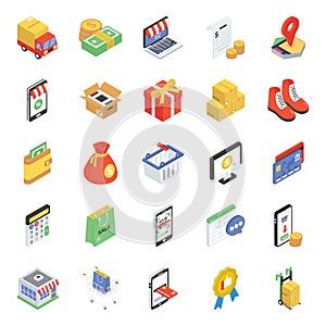 Pack Of Shopping Isometric Icons