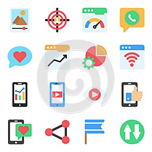 Pack of Social Platform Flat Icons