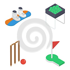 Pack Of Sports Tools Isometric Icons