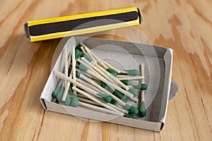 Pack of thin Matches with Green Head