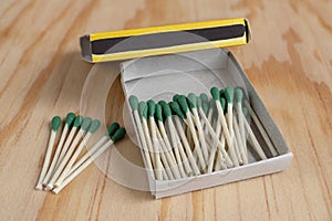 Pack of thin Matches with Green Head