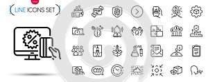 Pack of Time management, Product development and Breathing exercise line icons. Pictogram icon. Vector