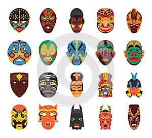 Pack Of Tribal Masks Vectors photo