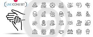 Pack of Valet servant, Face cream and Volunteer line icons. Pictogram icon. Vector