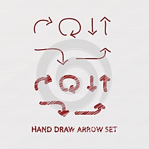 Pack of vector hand draw arrows. Simple pointers in vector format