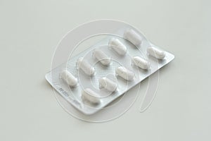 Pack of white medicines to prevent flu, coronavirus and other diseases