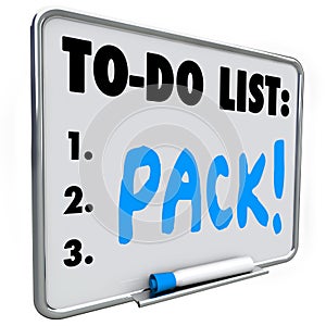 Pack Word To Do List Dry Erase Board Prepare Move Trip Travel