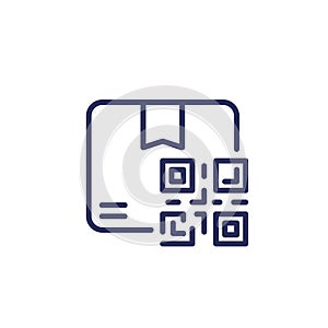package, box with QR code line icon