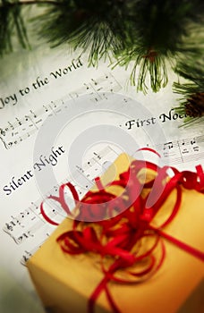 Package with Christmas sheet music