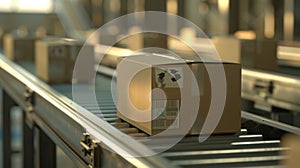 A Package on Conveyor Belt..AI generated image