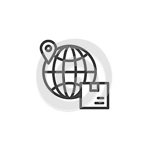 Package delivery destination line icon