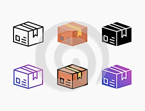 Package Delivery icon set with different styles.