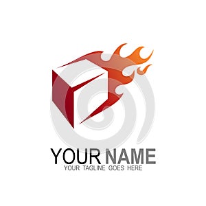 Package delivery logo quickly + package box logo