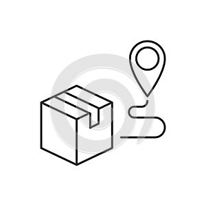 Package delivery outline icon on white background