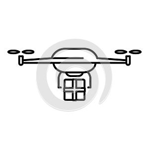 Package drone delivery icon, outline style
