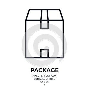 Package editable stroke outline icon isolated on white background flat vector illustration. Pixel perfect. 64 x 64
