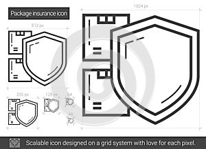 Package insurance line icon.