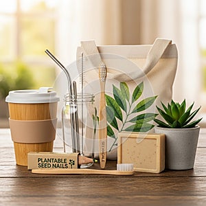 and a package labeled Plantable Seed Nails complement the setup