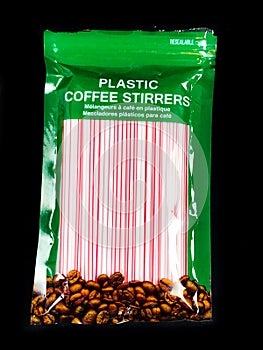 Package of Plastic Coffee Stirrers