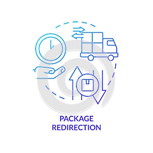 Package redirection blue gradient concept icon photo