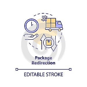 Package redirection concept icon photo