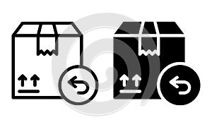 Package returned icon with outline and glyph style.