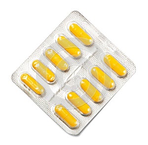 Package of yellow capsules